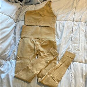 One-Shoulder Olive Green Activewear Set